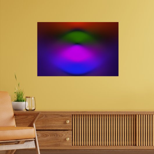 Neon Blauw Paarse Groen Sinaasappel Abstract Poster (Woonkamer 2)