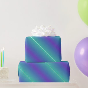 Neon Blauw, Paarse & Groene Strepen Verpakkingsdoc Cadeaupapier
