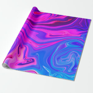 Neon Blauw Paarse Roze Abstract Patroon Cadeaupapier
