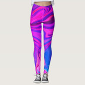 Neon Blauw Paarse Roze Abstract Patroon Leggings (Voorkant)
