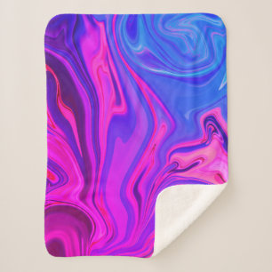 Neon Blauw Paarse Roze Abstract Patroon Sherpa Deken