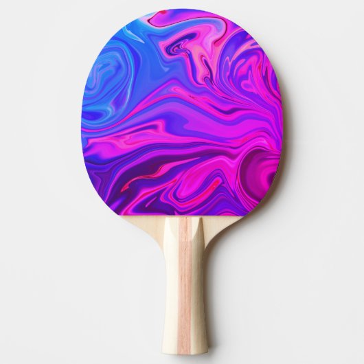 Neon Blauw Paarse Roze Abstract Patroon Tafeltennisbatje (Voorkant)