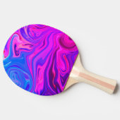 Neon Blauw Paarse Roze Abstract Patroon Tafeltennisbatje (Zijkant)