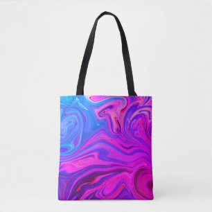 Neon Blauw Paarse Roze Abstract Patroon Tote Bag