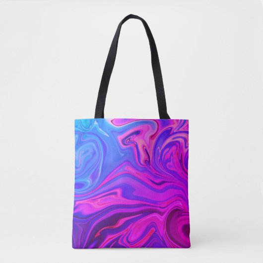 Neon Blauw Paarse Roze Abstract Patroon Tote Bag (Voorkant)