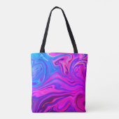 Neon Blauw Paarse Roze Abstract Patroon Tote Bag (Achterkant)