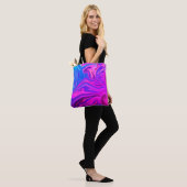 Neon Blauw Paarse Roze Abstract Patroon Tote Bag (Op model)