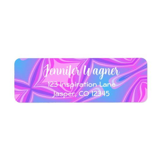 Neon Blauw Roze Abstracte Retro Moderne Inspirivit Etiket (Voorkant)