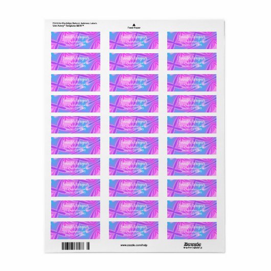 Neon Blauw Roze Abstracte Retro Moderne Inspirivit Etiket (Full Sheet)