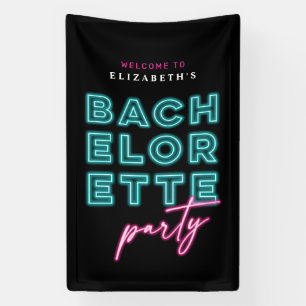 Neon Blauw & Roze Bach Feest Welkom Spandoek