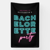 Neon Blauw & Roze Bach Party Welkom Spandoek (Verticaal)