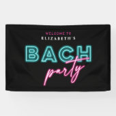 Neon Blauw & Roze Bach Party Welkom Spandoek (Horizontaal)