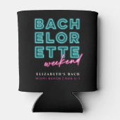 Neon Blauw & Roze Bachelorette-weekend Blikjeskoeler (Achterkant)