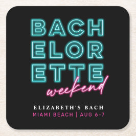 Neon Blauw & Roze Bachelorette Weekend Kartonnen Onderzetters