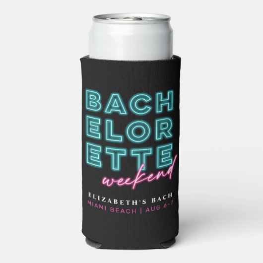 Neon Blauw & Roze Bachelorette Weekend Seltzer Blikjeskoeler (Seltzer Achterkant)