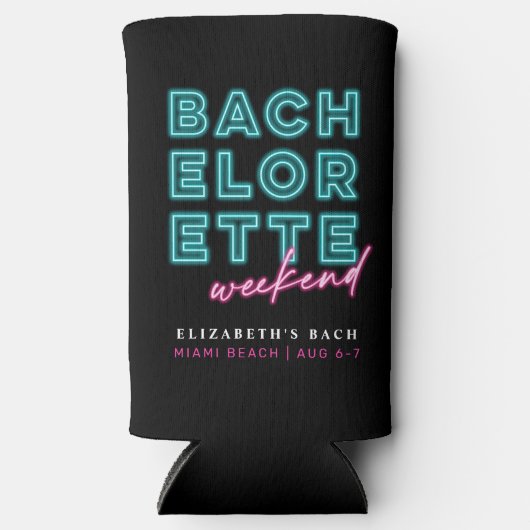 Neon Blauw & Roze Bachelorette Weekend Seltzer Blikjeskoeler (Voorkant)