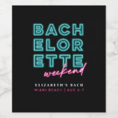 Neon Blauw & Roze Bachelorette Weekend Wijn Etiket (Enkel label)