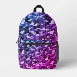 Neon Blauw Roze Camouflagepatroon Bedrukte Rugzak