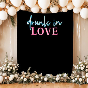 Neon Blauw Roze Dronken in Love Foto Achtergrond Wandkleed