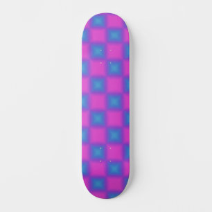 Neon blauw & roze geruit patroon persoonlijk skateboard