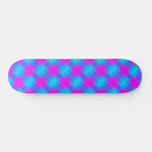 Neon blauw & roze geruit patroon persoonlijk skateboard (Horizontaal)