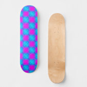 Neon blauw & roze geruit patroon persoonlijk skateboard (Voorkant)