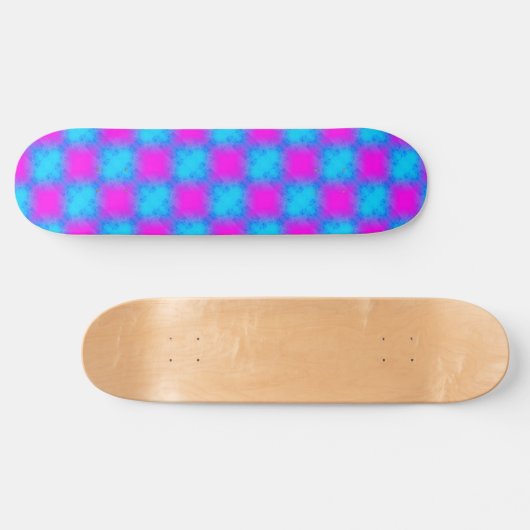 Neon blauw & roze geruit patroon persoonlijk skateboard (Horizontaal)