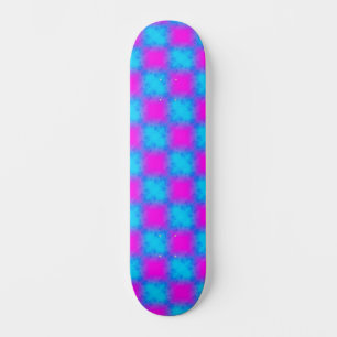 Neon blauw & roze geruit patroon persoonlijk skateboard