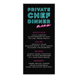 Neon Blauw & Roze Privé Chef Diner Menu