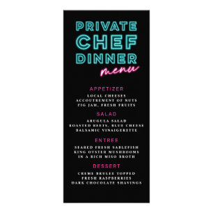 Neon Blauw & Roze Privé Chef Diner Menu