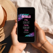 Neon Blauw & Roze Tropische Bachelorette Weekend Kaart