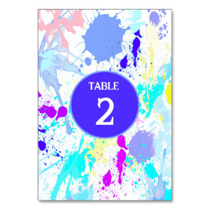 Neon blauw roze turquoise paarse verfspatten, kaart