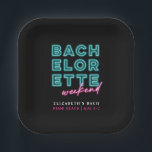 Neon Blauw & Roze Verloofd Weekend Papieren Bordje<br><div class="desc">Dit heldere en leuke neon blauwe & roze ontwerp is klaar om aangepast te worden voor een vrijgezellenfeest!</div>