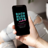 Neon Blauw & Roze Vrijgezellenweekend Kaart