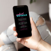 Neon Blauw & Roze Vrijgezellenweekend Kaart