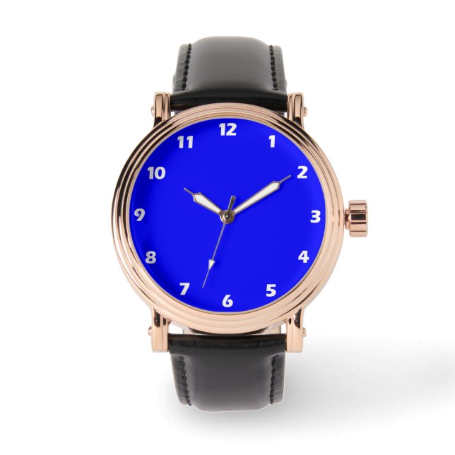Neon Blauw Stevige Kleur Horloge (Voorkant)