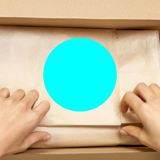 Neon Blauw Stevige Kleur | Klassiek Ronde Sticker