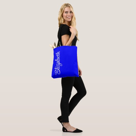 Neon Blauw Stevige Kleur Tote Bag (Op model)