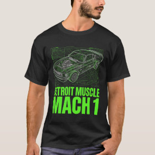 Neon Blauwdruk Mustang Muscle Techwear Grafisch T-shirt