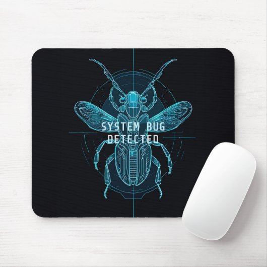 Neon Blauwdruk Systeem Bug Programmeursbureau Muismat (Met muis)