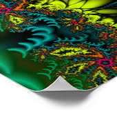 Neon | Blauwe en Oranje fractale kunst Poster (Hoek)