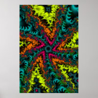 Neon | Blauwe en Oranje fractale kunst