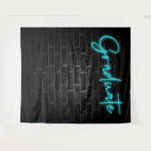 Neon Blauwe Gloeilicht | Afstudeerfeest Fotocabine Wandkleed (Voorkant (horizontaal))