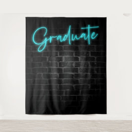 Neon Blauwe Gloeilicht | Afstudeerfeest Fotohokje Wandkleed