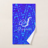 Neon Blauwe Golf Abstracte Monogram Eerste Letters Bad Handdoek (Handdoek)