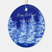 Neon blauwe kerstboom keramisch ornament (Links)
