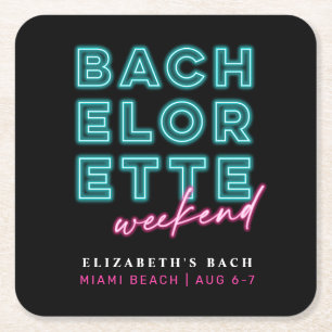 Neon Blauwe & Roze Meisjesuitje Weekend Kartonnen Onderzetters