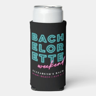 Neon Blauwe & Roze Meisjesuitstap voor de Bruiloft Seltzer Blikjeskoeler