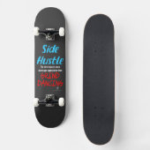 Neon Blauwe Tekst: Zijproject vs. Slijpen Persoonlijk Skateboard (Voorkant)