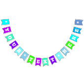 Neon Blauwe Tinten Effen Kleur | Aangepast Vlaggetjes (Alle)